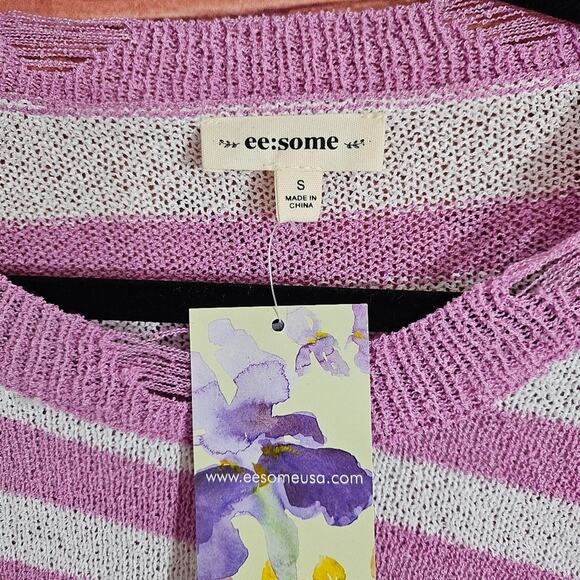 ee:some Lightweight Pink and White Striped Sweater - Picture 9 of 9